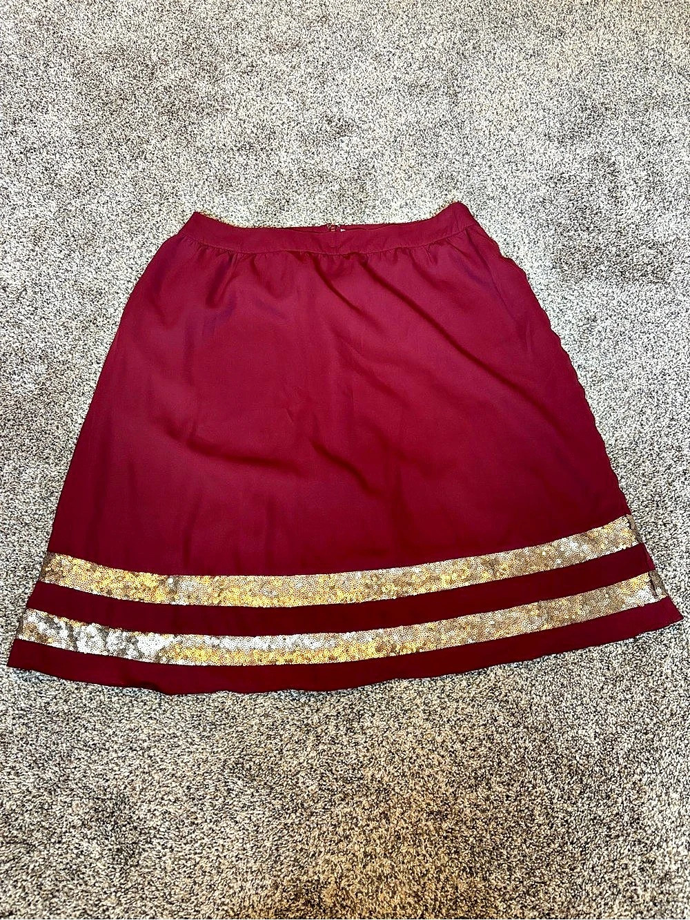DownEast Sequin Trim A-Line Skirt in Maroon